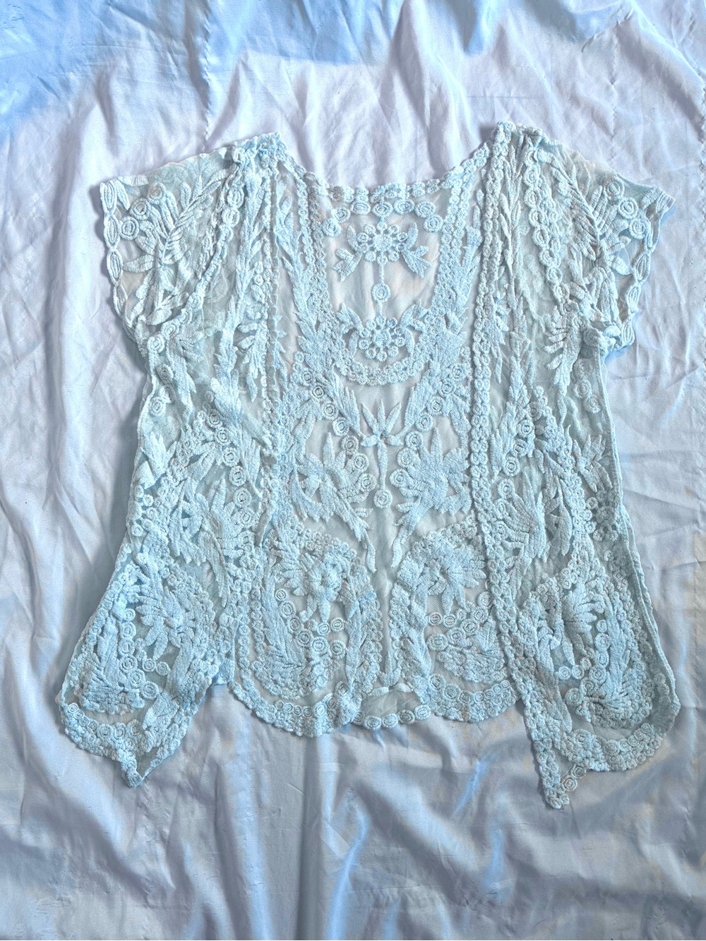 Boho Floral Lace Cardigan Vest